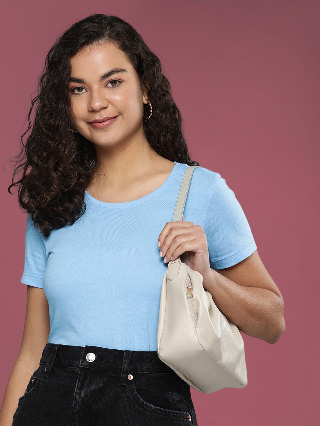 

DressBerry Women Solid Round Neck T-shirt, Blue