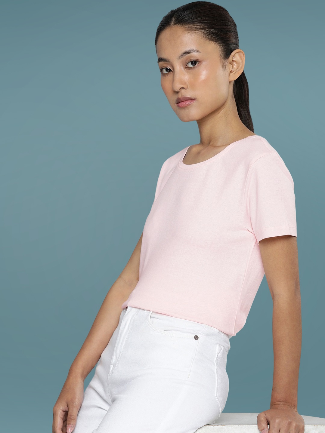 

DressBerry Women Solid Round Neck T-shirt, Pink