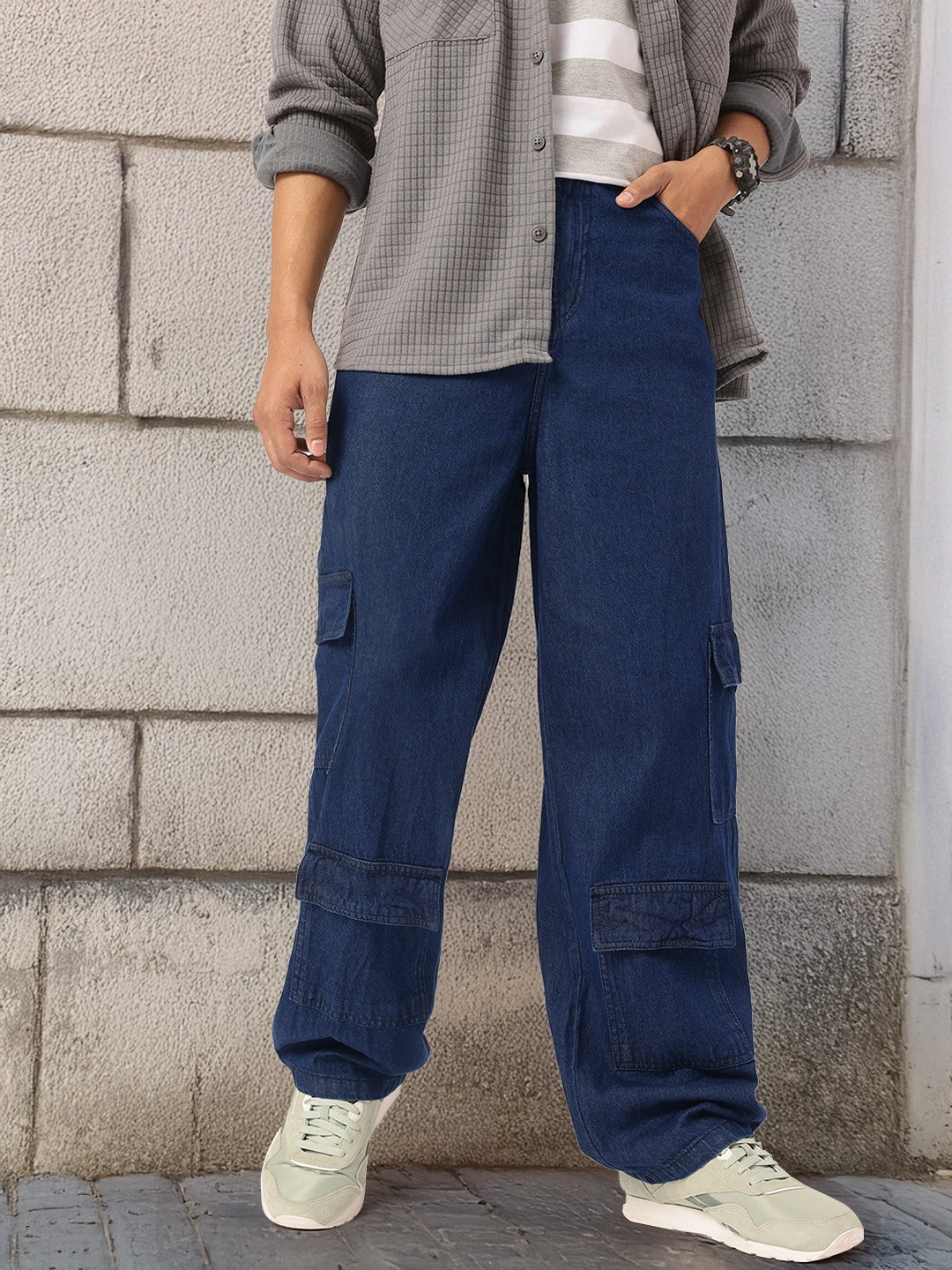 

Kook N Keech Men Urban Utility Cargo-Style Jeans, Blue
