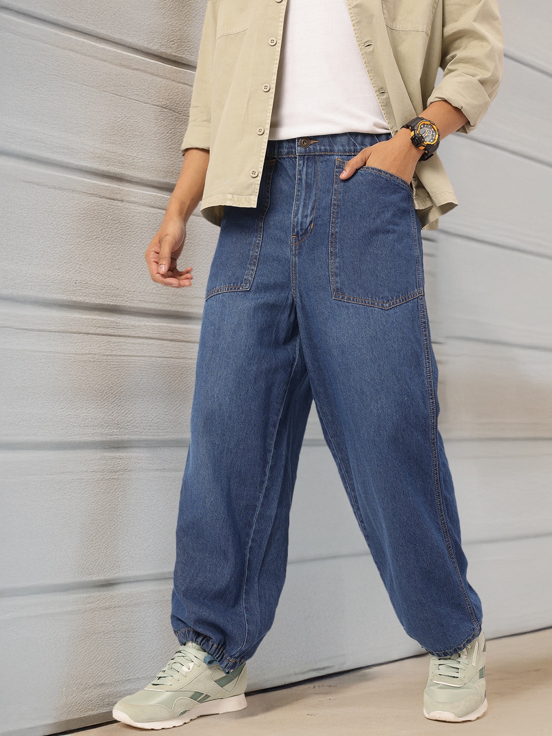 

Kook N Keech Men Casual Comfort Pure Cotton Jogger Fit Jeans, Blue
