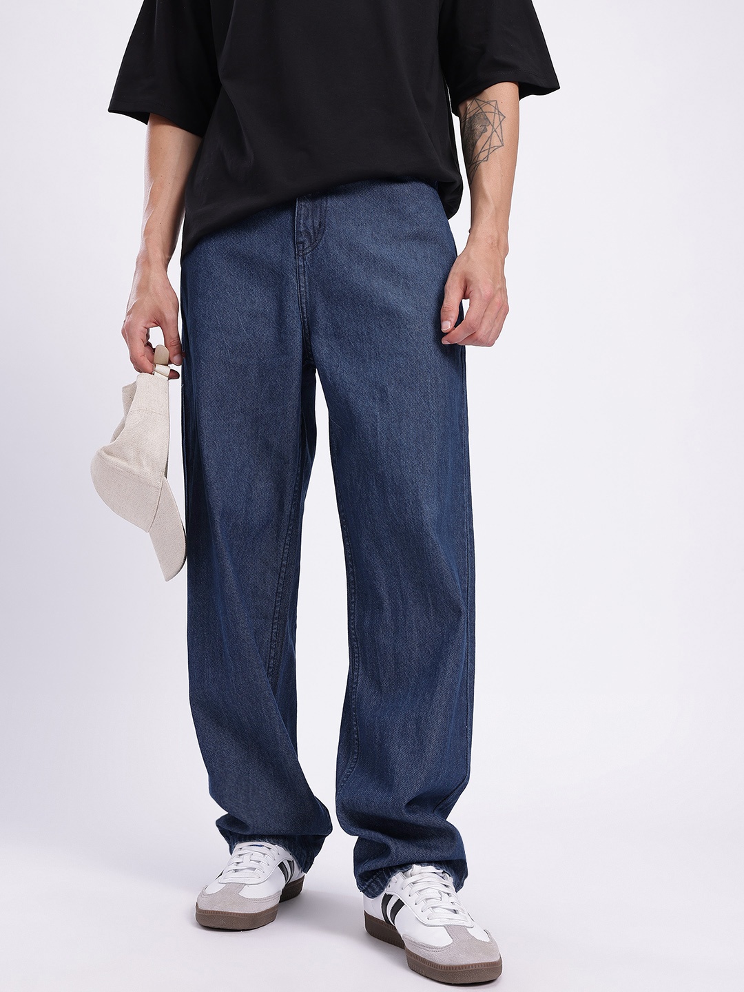 

Kook N Keech Men Denim Drip Wide Leg Jeans, Navy blue