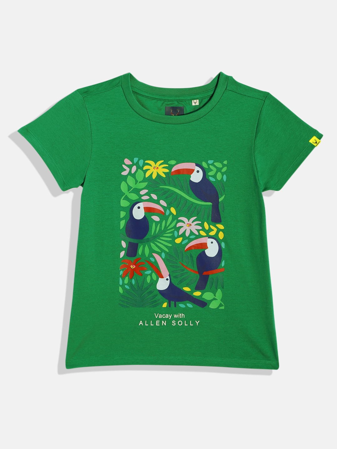 

Allen Solly Junior Girls Tropical Printed Pure Cotton T-shirt, Green