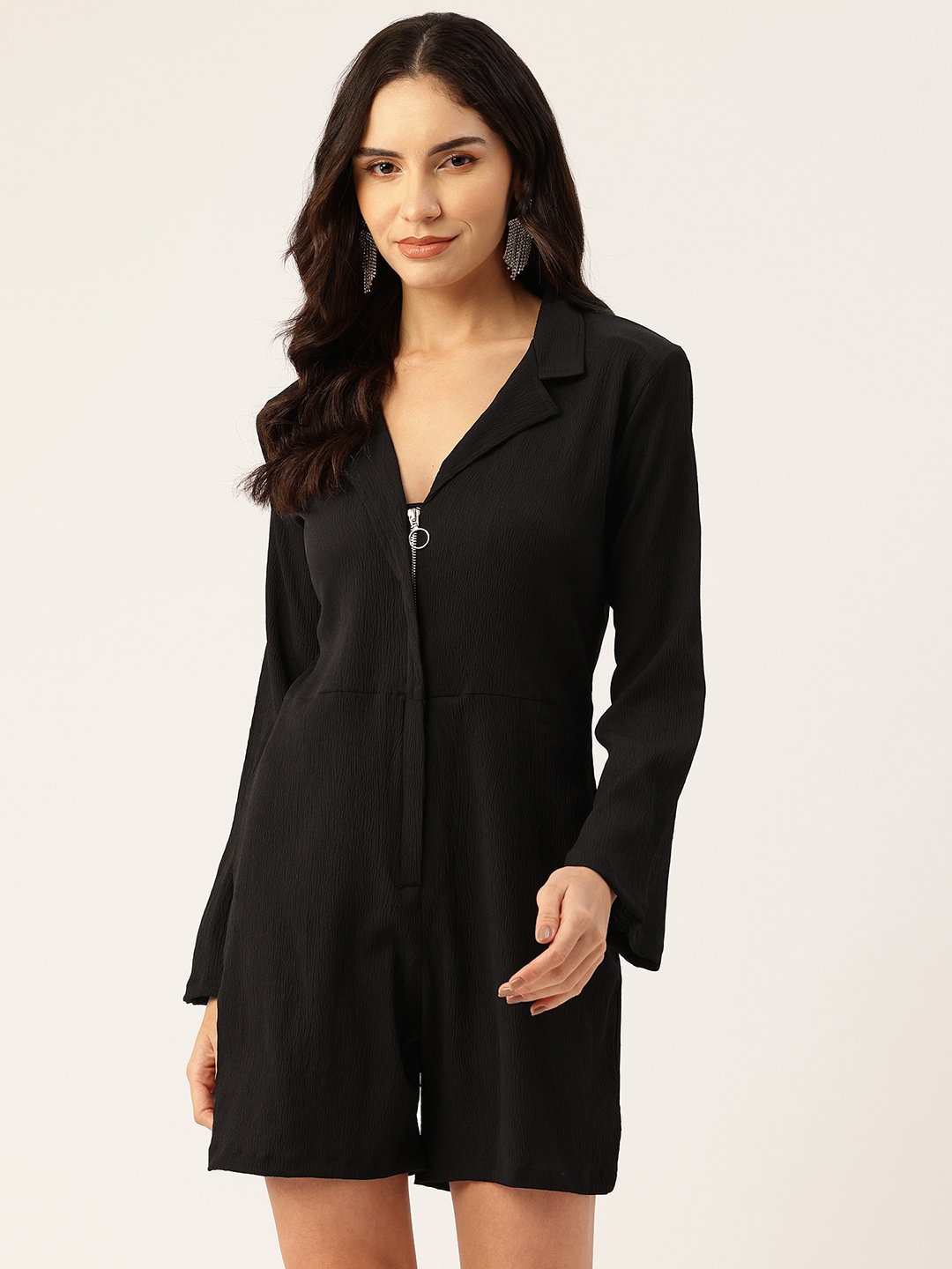 

Sleek Italia Solid Playsuit, Black