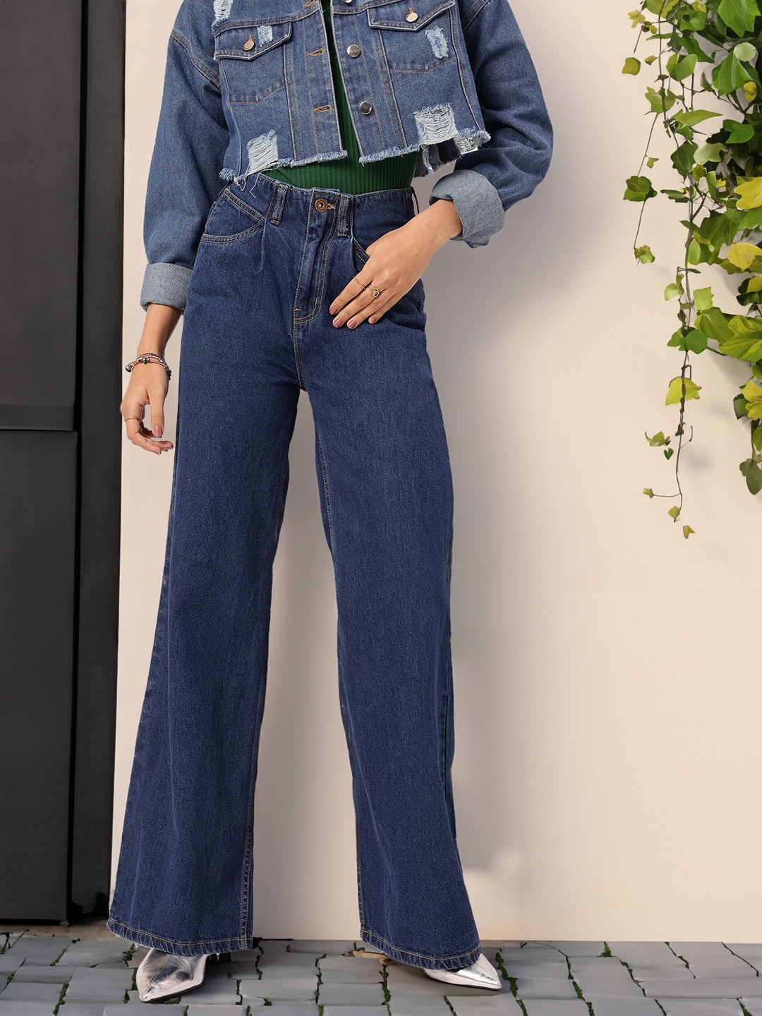 

DressBerry Women Vintage Vibes Wide Leg Jeans, Blue