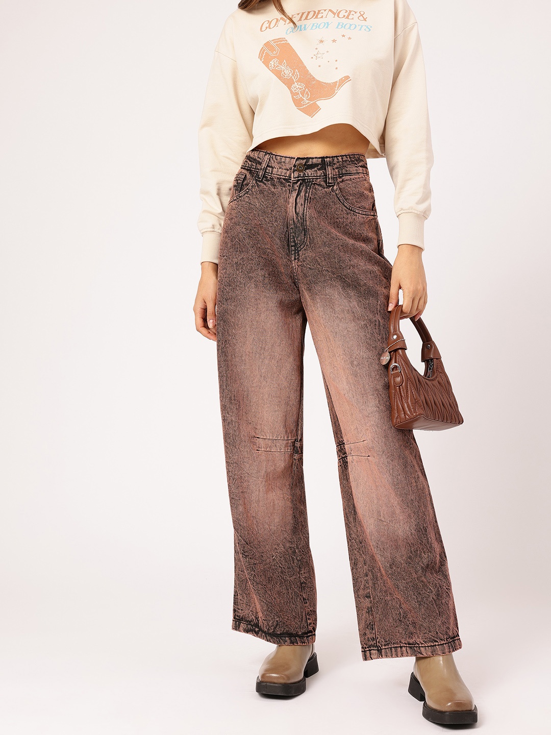 

DressBerry Women Vintage Vibes Baggy jeans, Brown