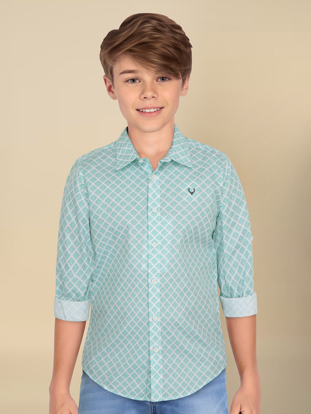 

Allen Solly Junior Boys Geometric Printed Pure Cotton Casual Shirt, White