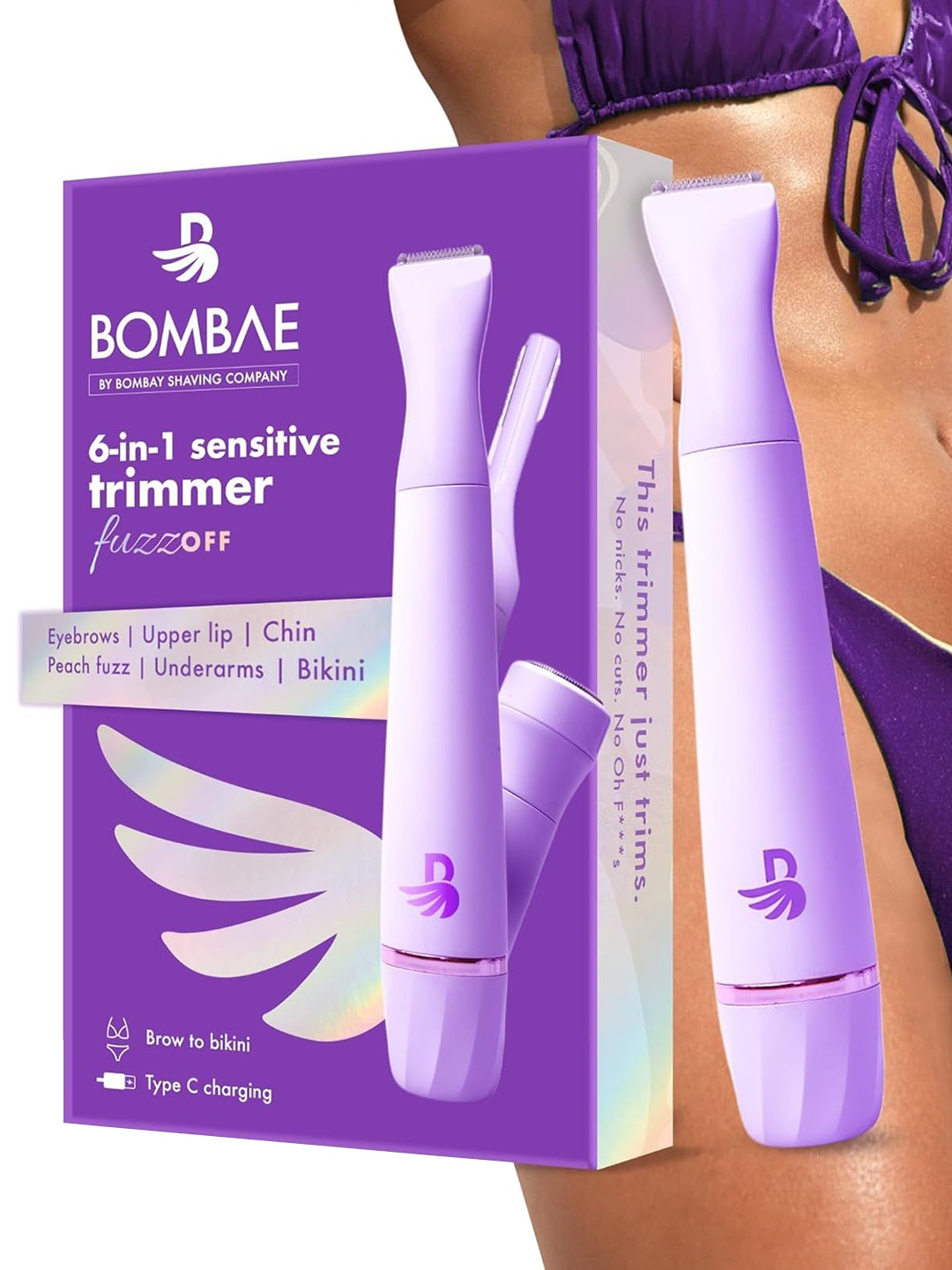 

BOMBAE Sensitive 6-in-1 Smooth Bikini And Face Trimmer, Purple