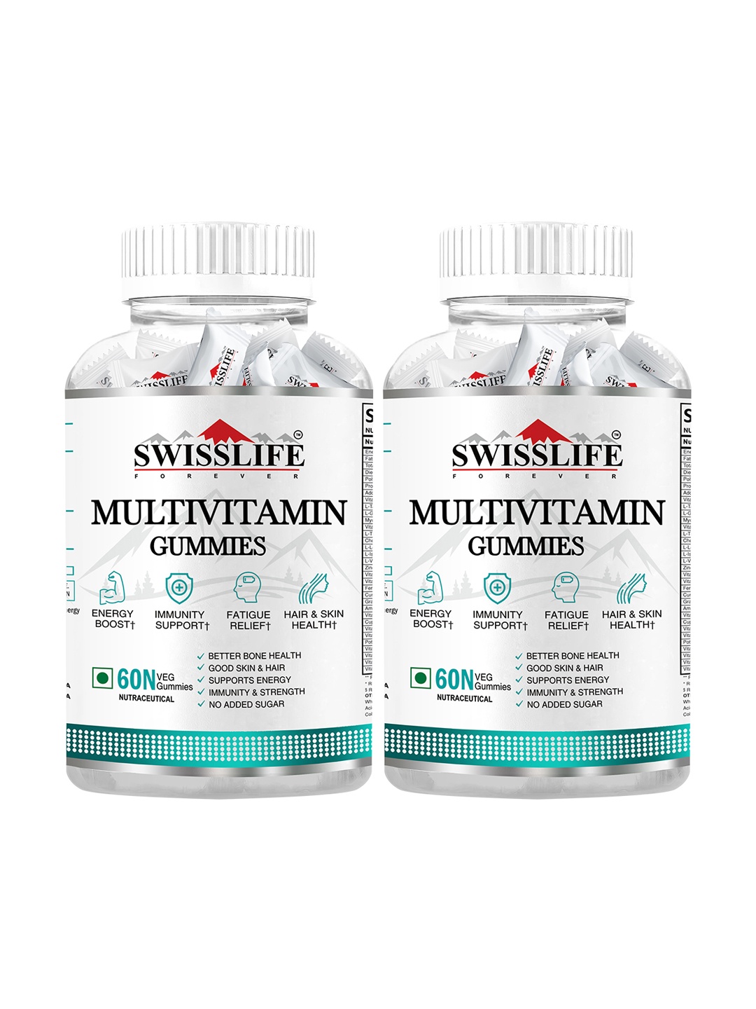 

Swisslife Forever Set of 2 Multivitamin Gummies with Probiotics - 60 Gummies Each, White