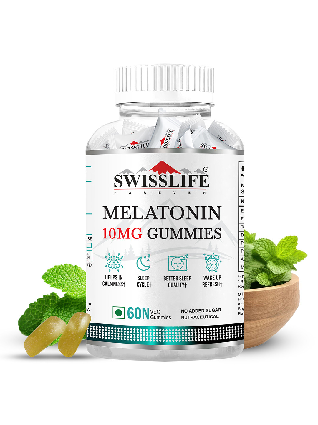 

Swisslife Forever Melatonin for Sleep Aid 10mg - 60 Gummies, White