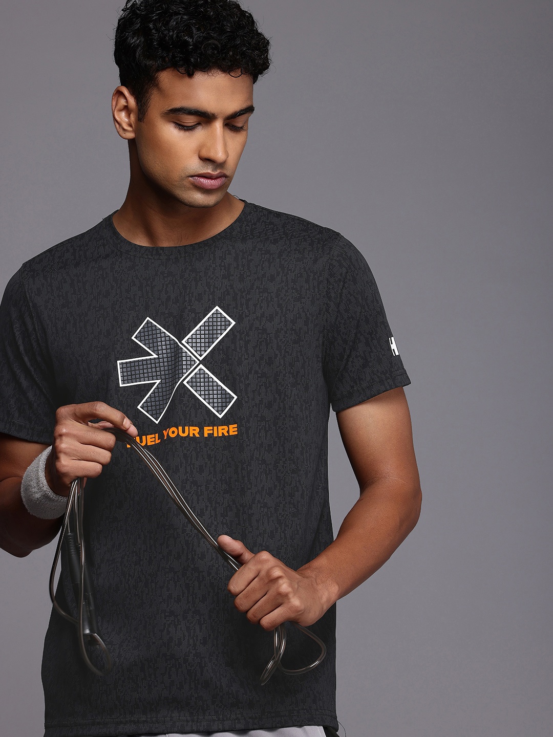 

HRX by Hrithik Roshan Typography Printed Training T-shirt, Black
