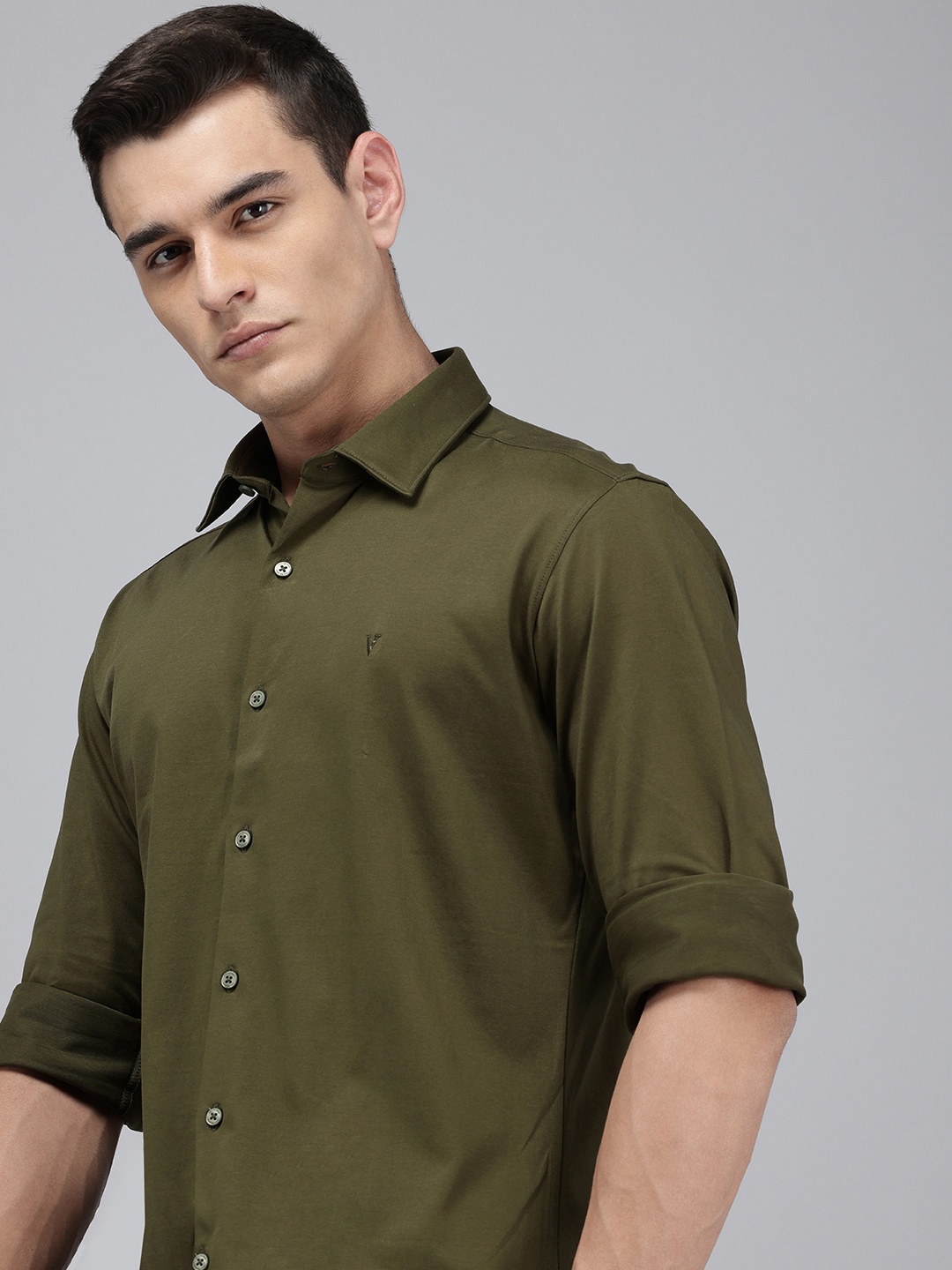 

Van Heusen Sport Pure Cotton Slim Fit Knitted Casual Shirt, Olive