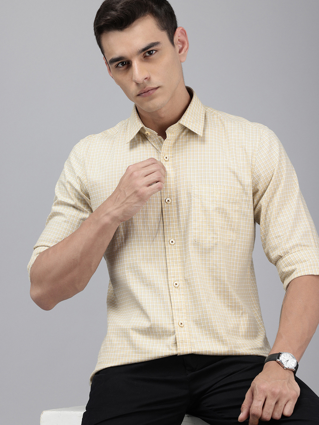 

Van Heusen Sport Slim Fit Checked Pure Cotton Casual Shirt, White