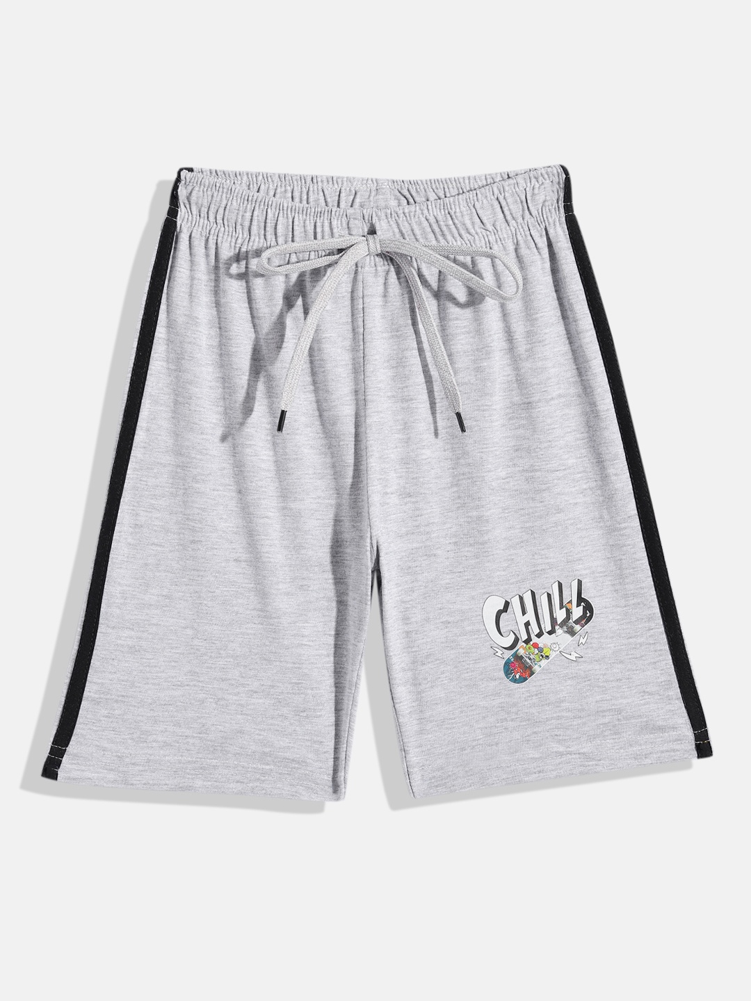 

Eteenz Boys Typography Printed Pure Cotton Shorts, Grey melange