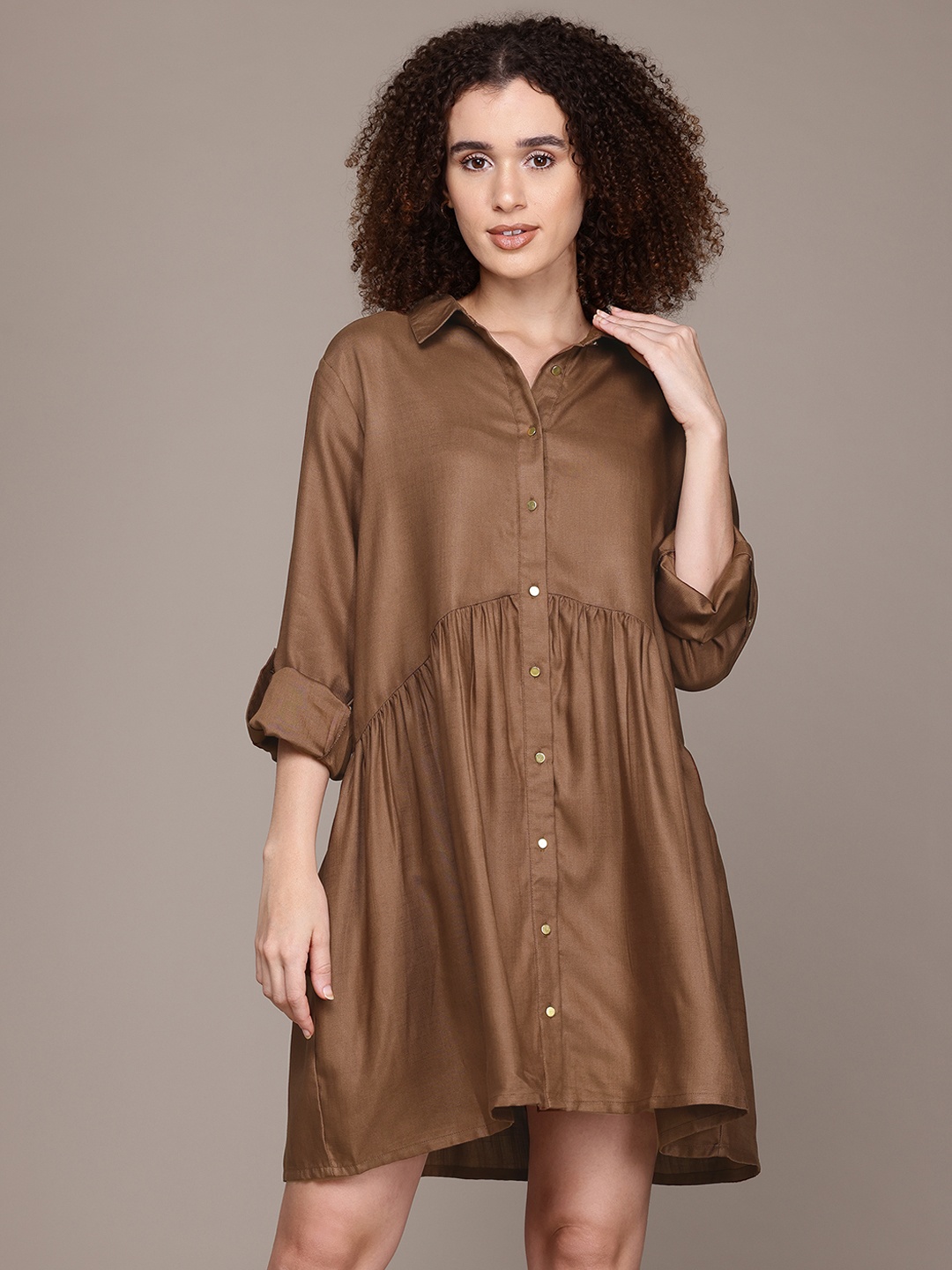 

The Roadster Lifestyle Co. Shirt Style Dress, Brown