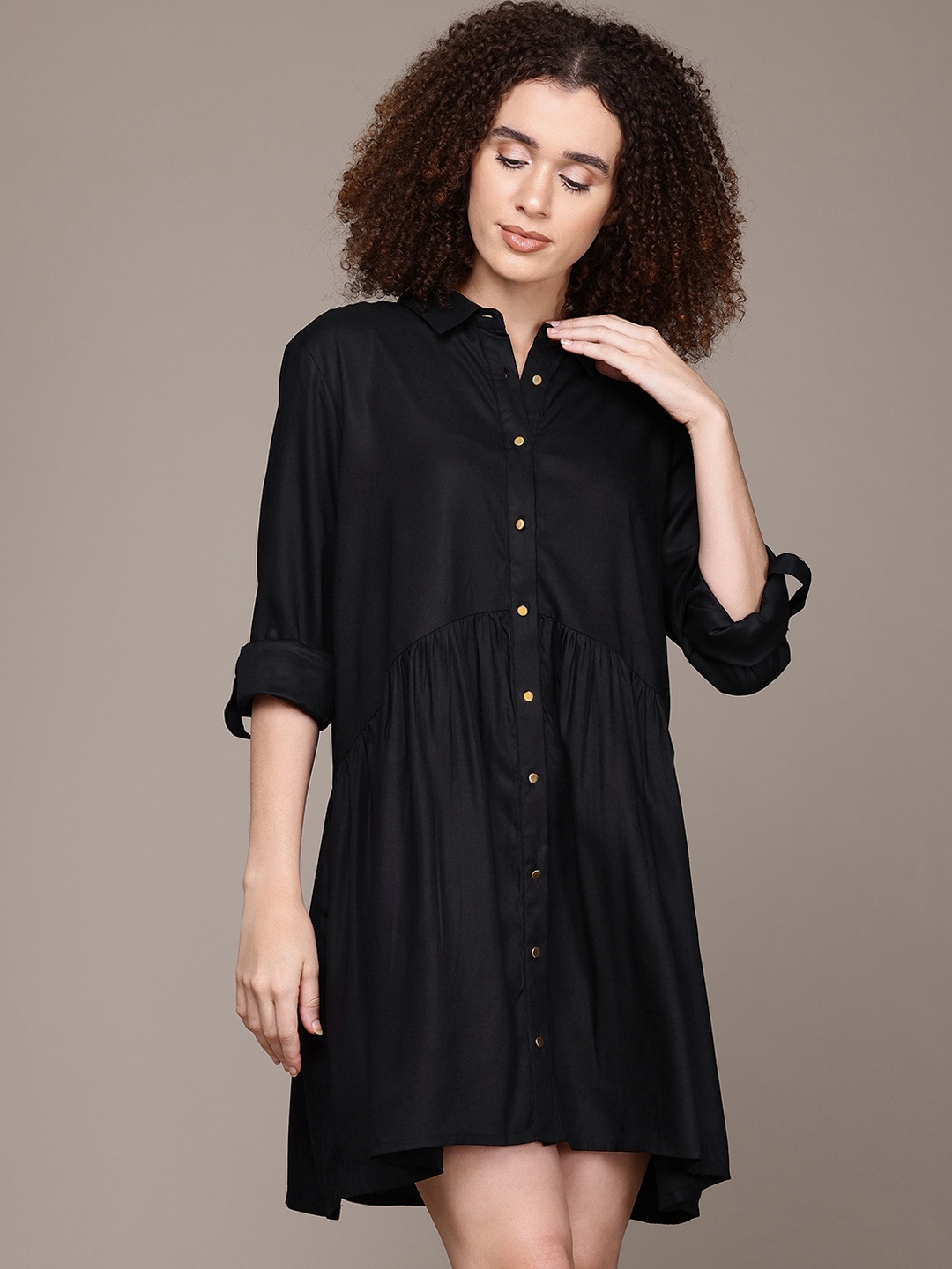 

The Roadster Lifestyle Co. Shirt Style Dress, Black