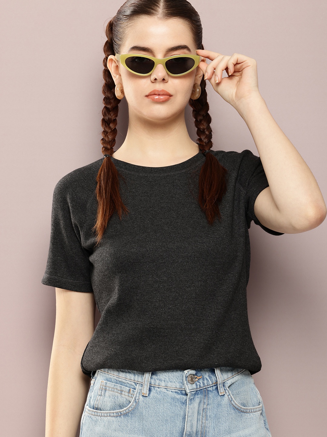 

Kook N Keech Raglan Sleeves T-shirt, Charcoal