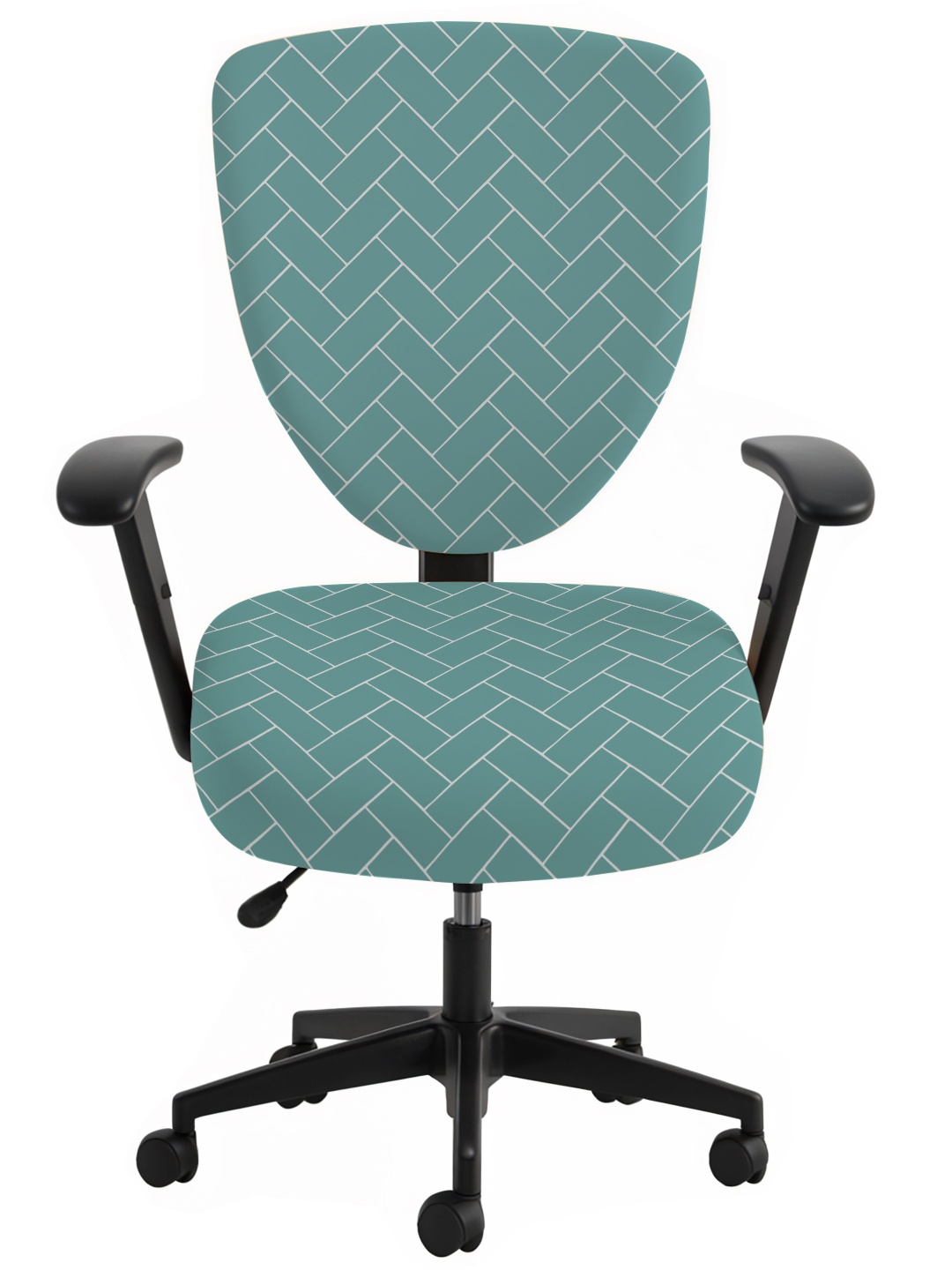 

Lazi Green & White Stretchable Office Chair Cover