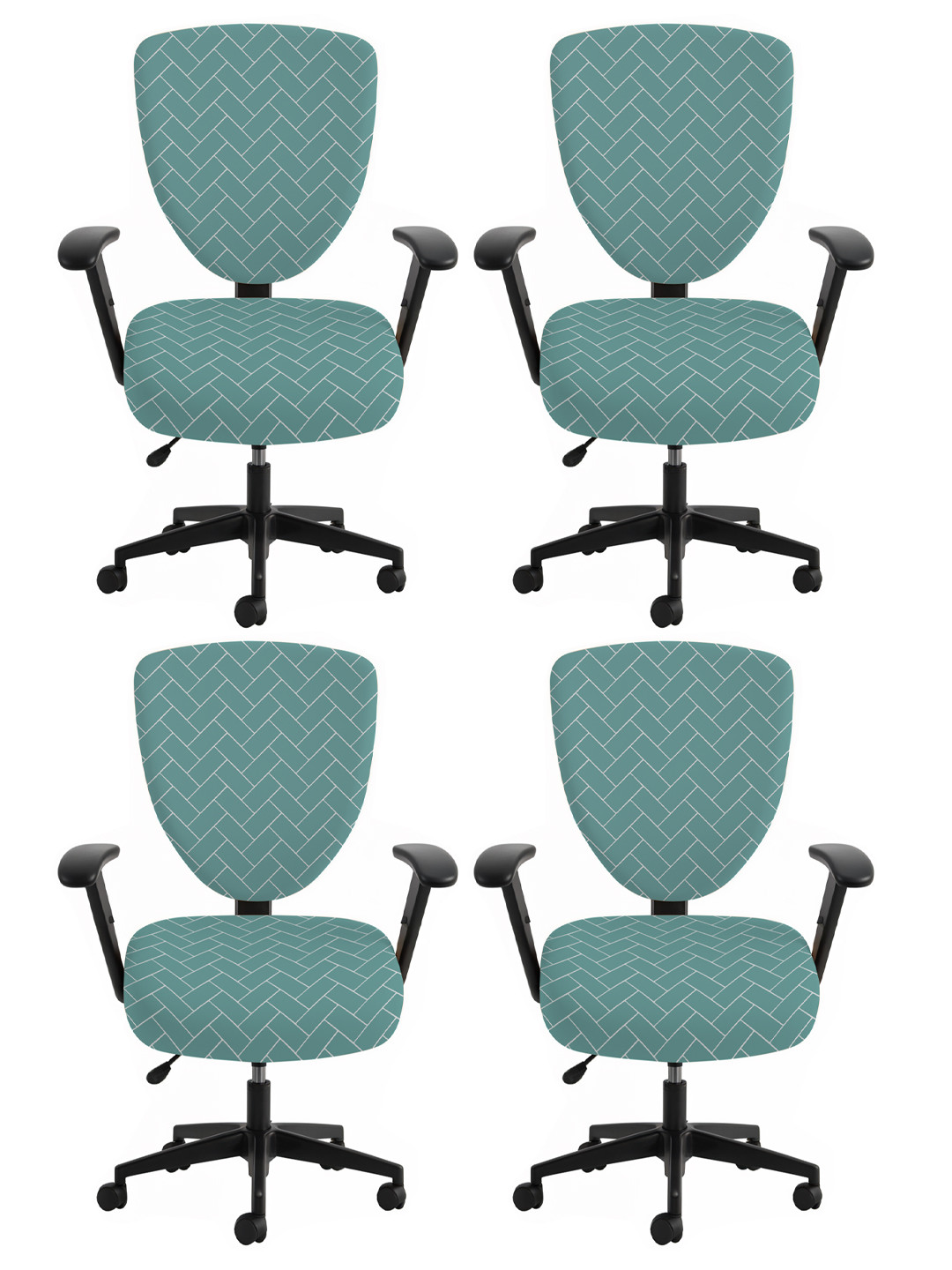 

Lazi 4 Pieces Green & White Bricks Printed Stretchable Office Chair Covers