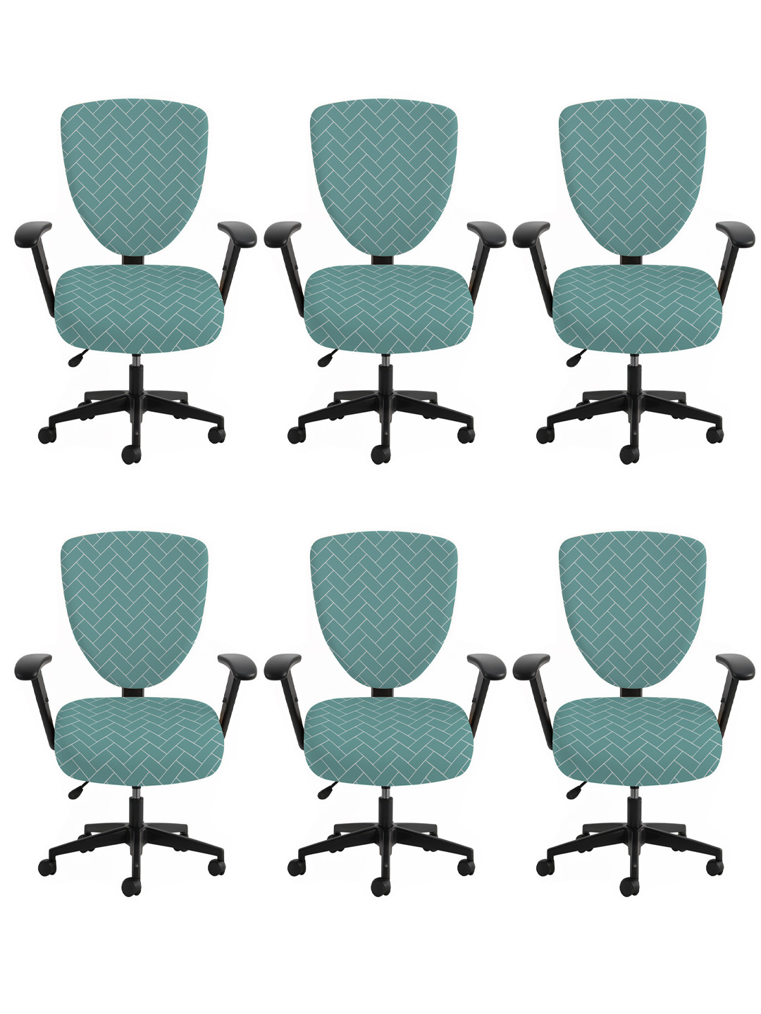 

Lazi 6 Pieces Green & White Bricks Printed Stretchable Office Chair Covers