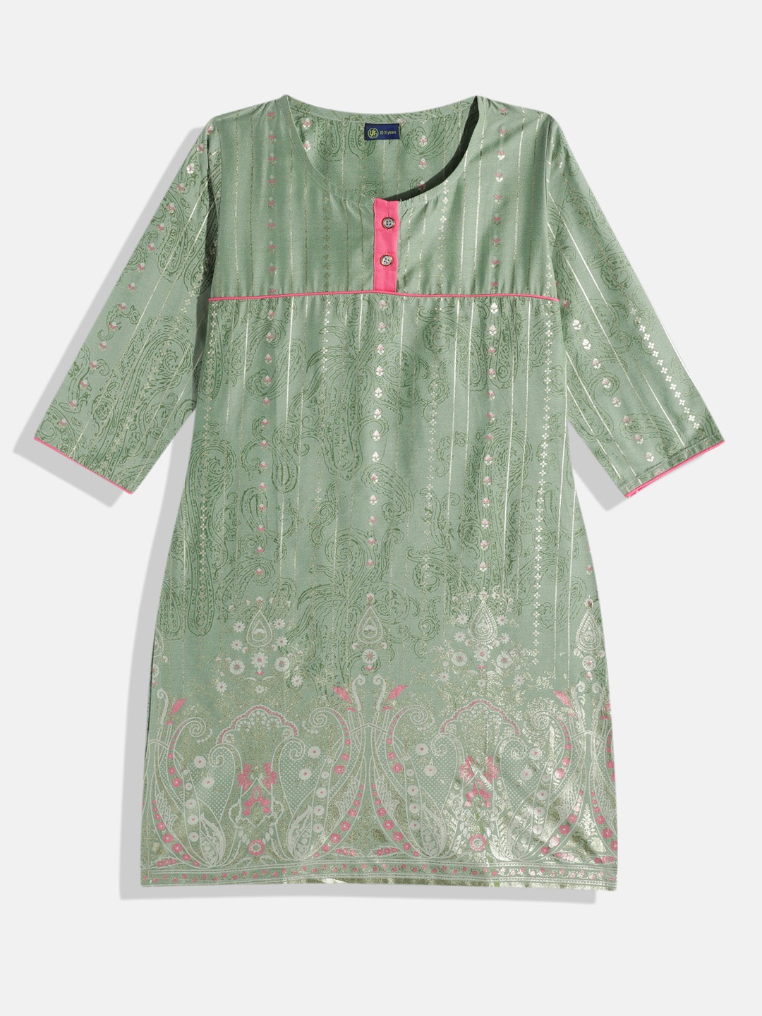 

YK Ethnic Motifs Printed Short Kurti, Green
