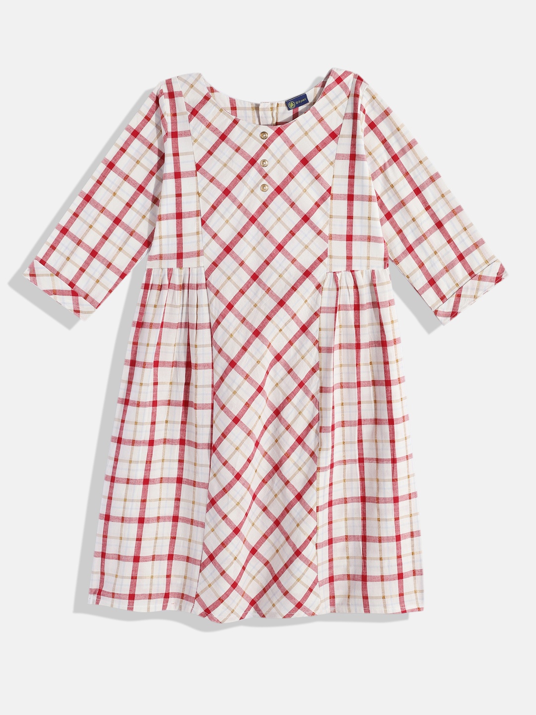 

YK Checked Pure Cotton Panelled Short Kurti, White