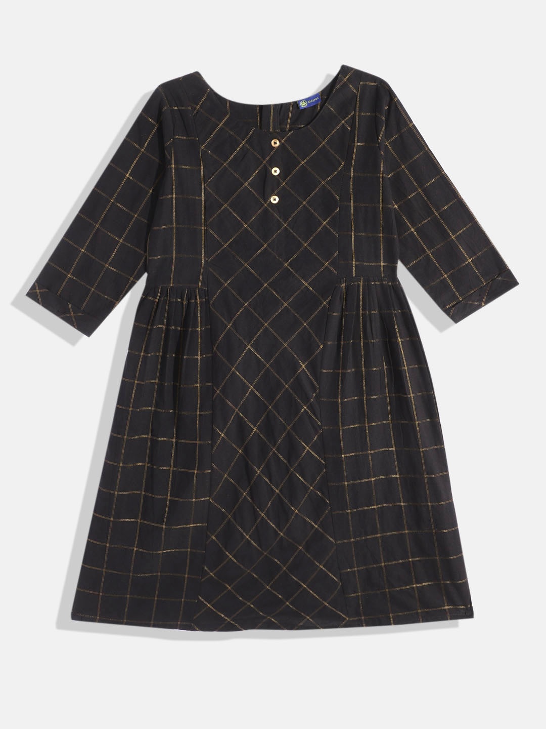 

YK Checked Pure Cotton Panelled Kurti, Black