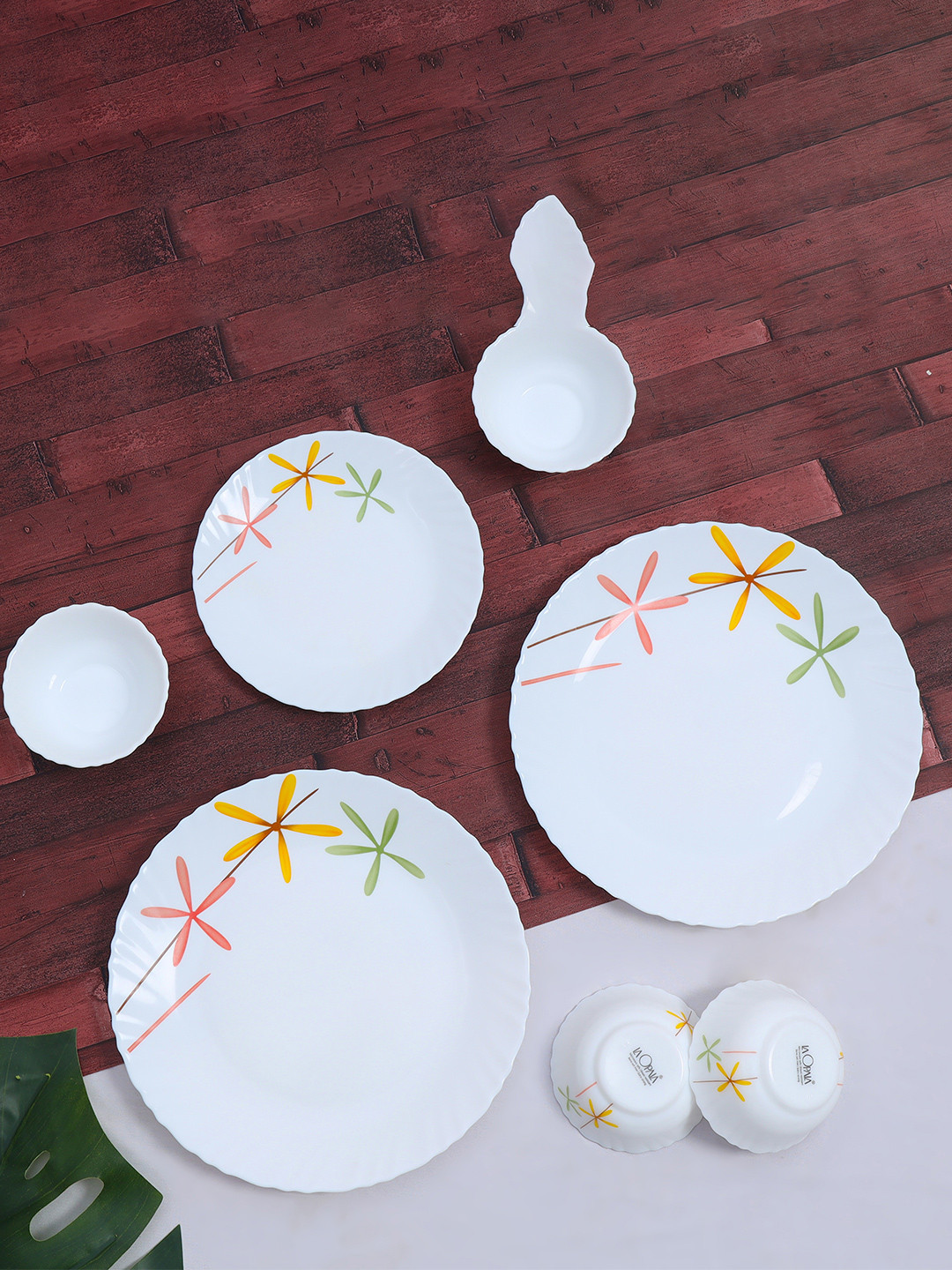 

Laopala Novo Collection White 12 Pieces Autumn Flower Printed Opalware Glossy Dinner Set