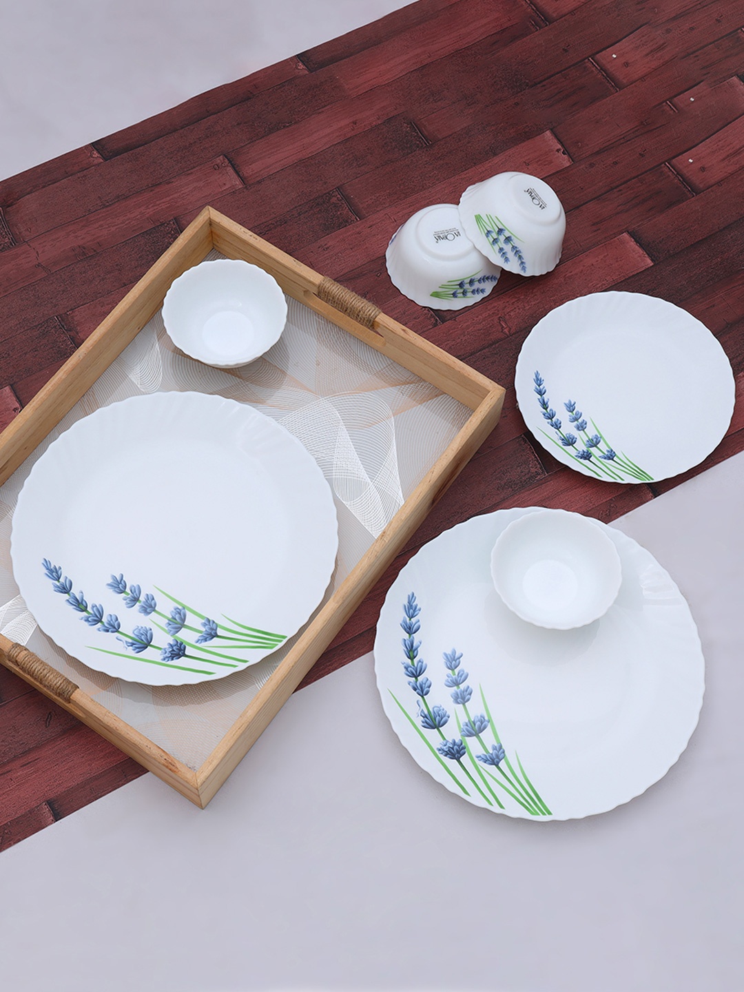 

Laopala Novo Collection White & Blue 12 Pieces Printed Dinner Set