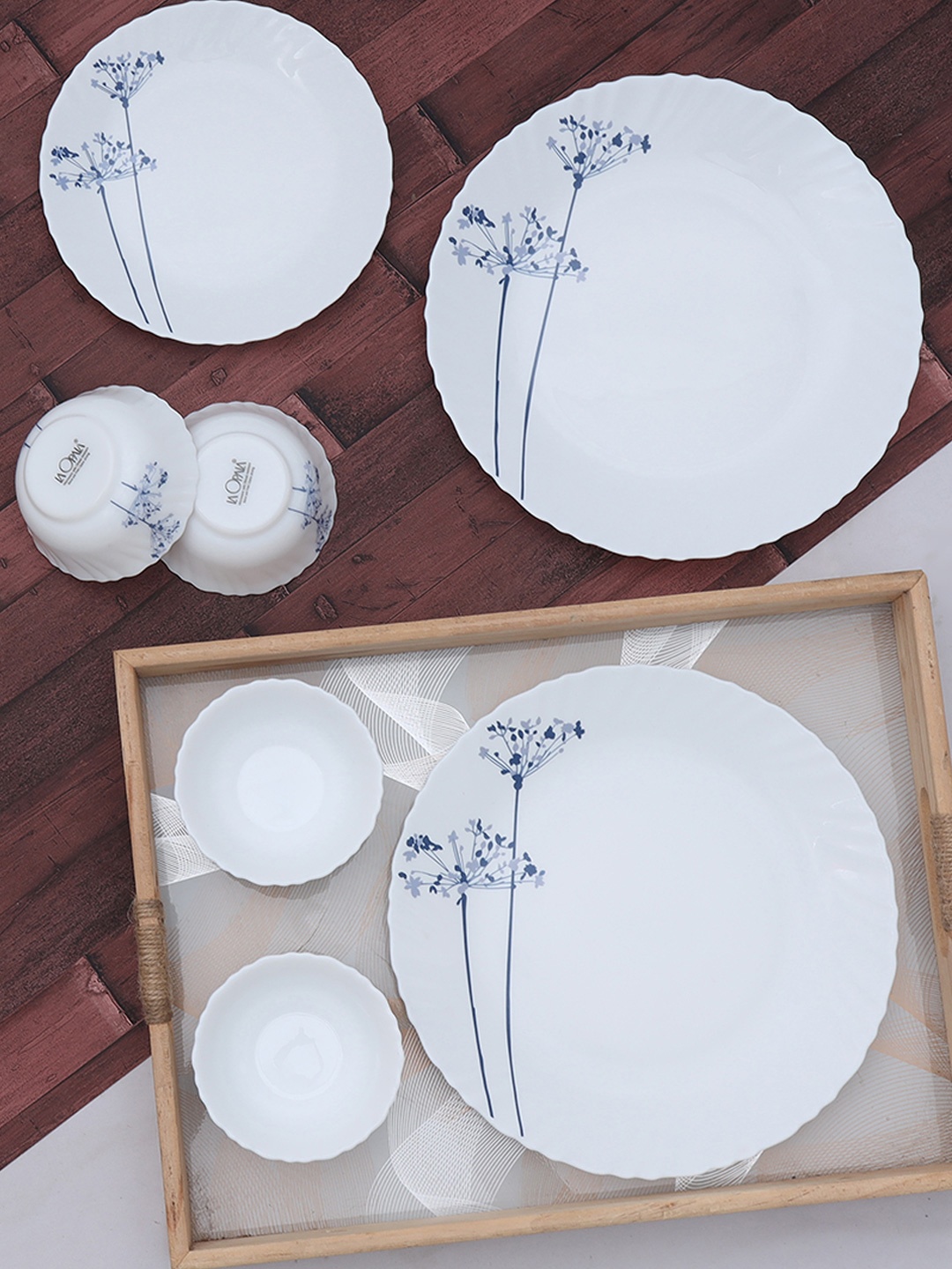

Laopala Novo Collection White 12 Pieces Printed Opal Glass Dinner Set