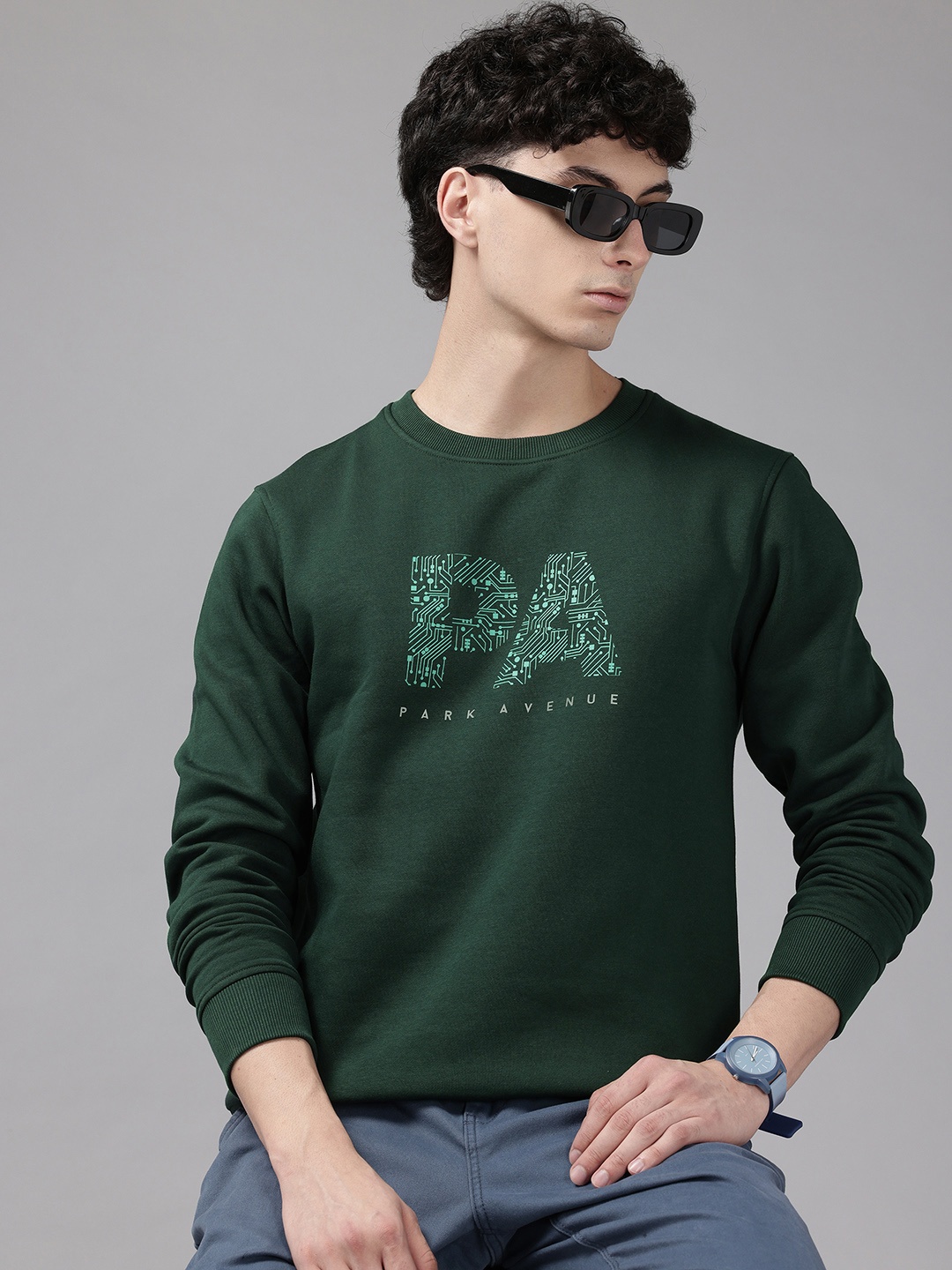 

Park Avenue Slim Fit Printed Sweatshirt, Green