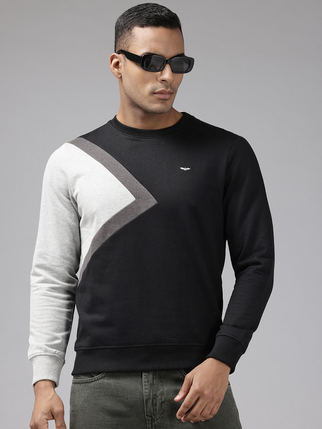 

Park Avenue Slim Fit Colourblocked Pullover Sweatshirt, Black