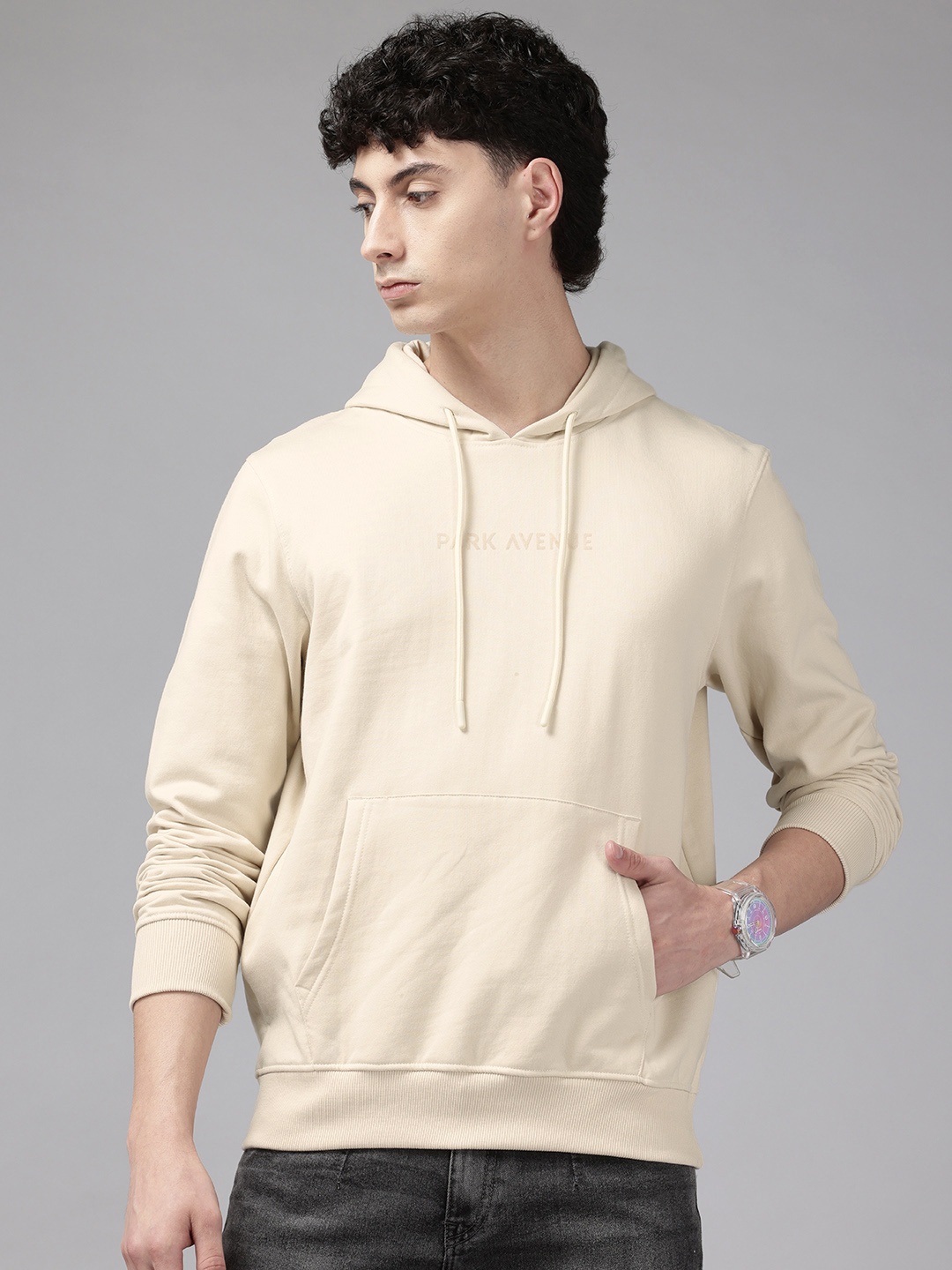 

Park Avenue Brand Logo Print Hooded Sweatshirt, Beige