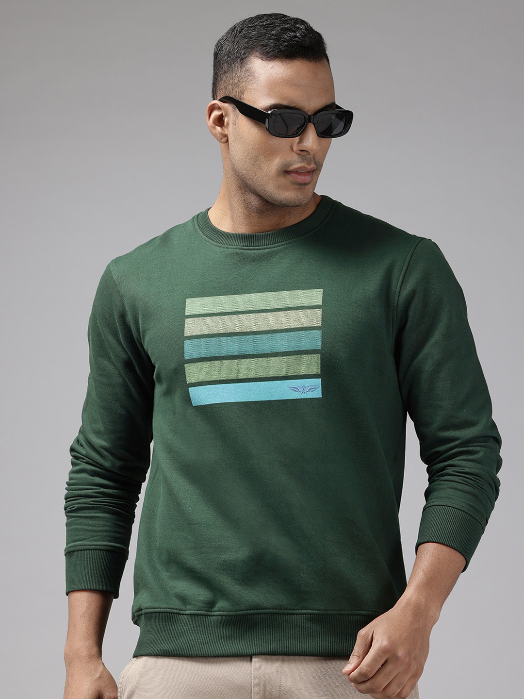 

Park Avenue Stripe Detail Round Neck Sweatshirt, Green