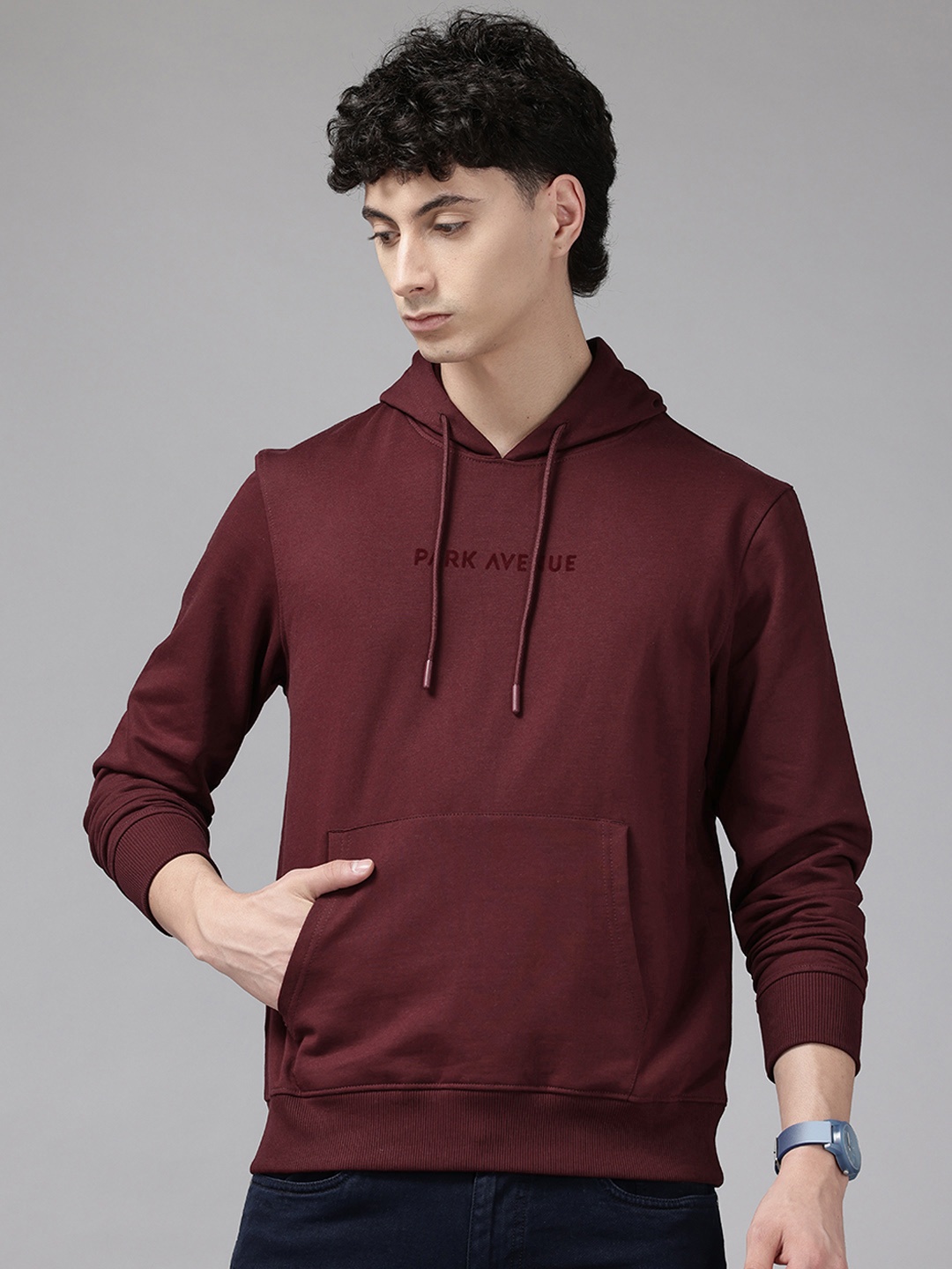 

Park Avenue Logo Printed Hooded Sweatshirt, Maroon