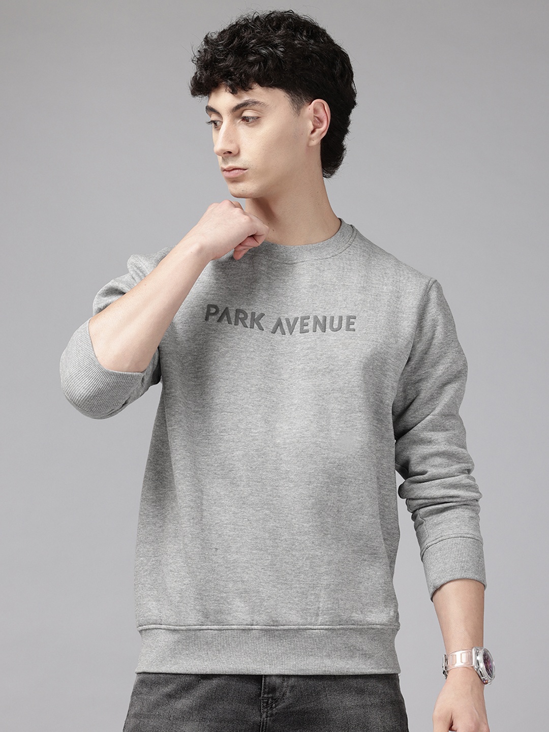 

Park Avenue Brand Logo Printed Pullover Sweatshirt, Grey