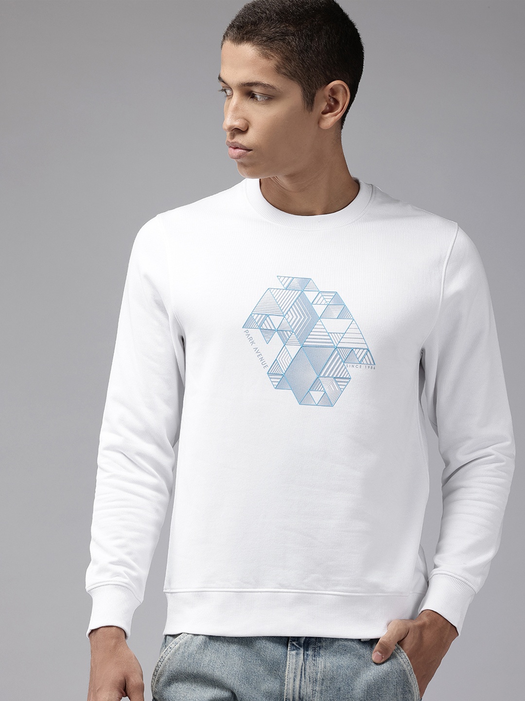 

Park Avenue Slim Fit Printed Sweatshirt, White