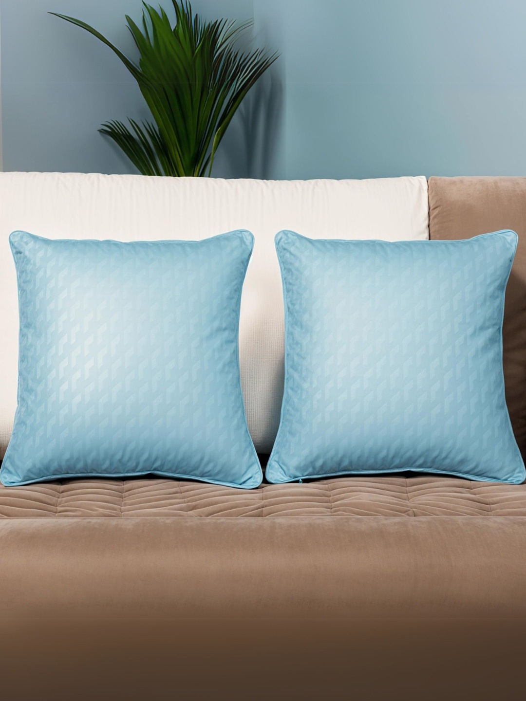 

Decoghar Blue 2 Pieces Geometric Square Cushion Cover