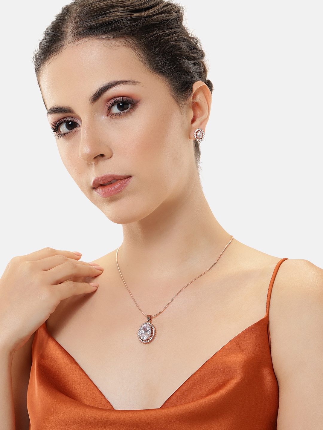 

Estele Rose Gold-Plated Cubic Zirconia Jewellery Set, White