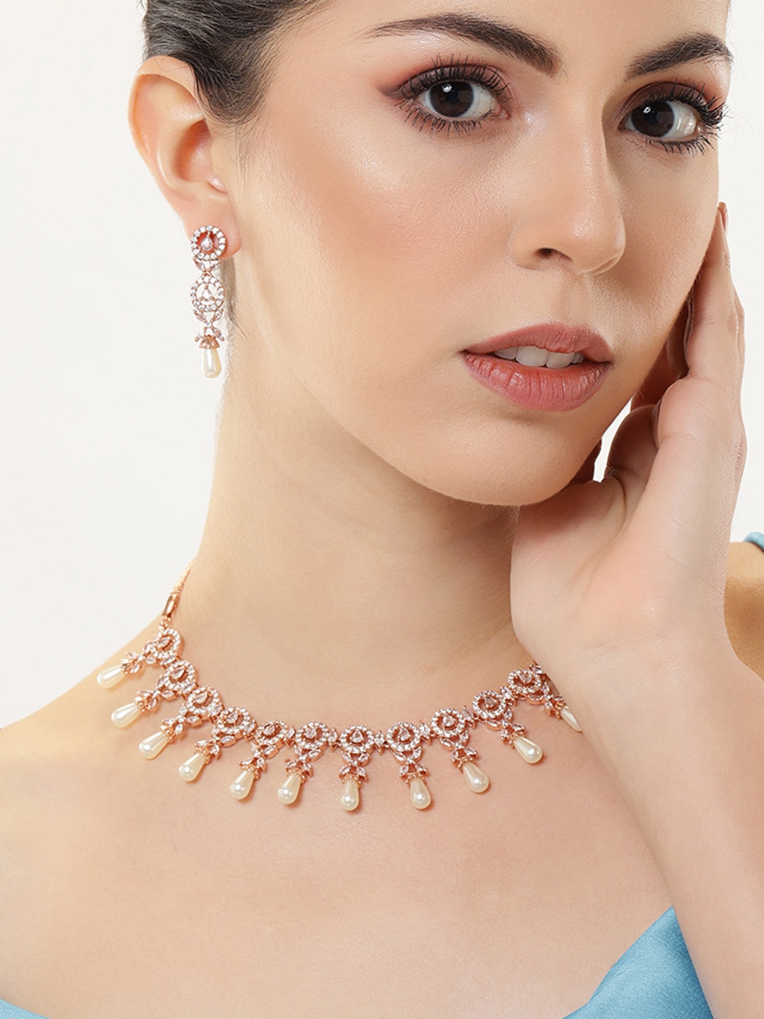 

Estele Rose Gold-Plated CZ Jewellery Set, White