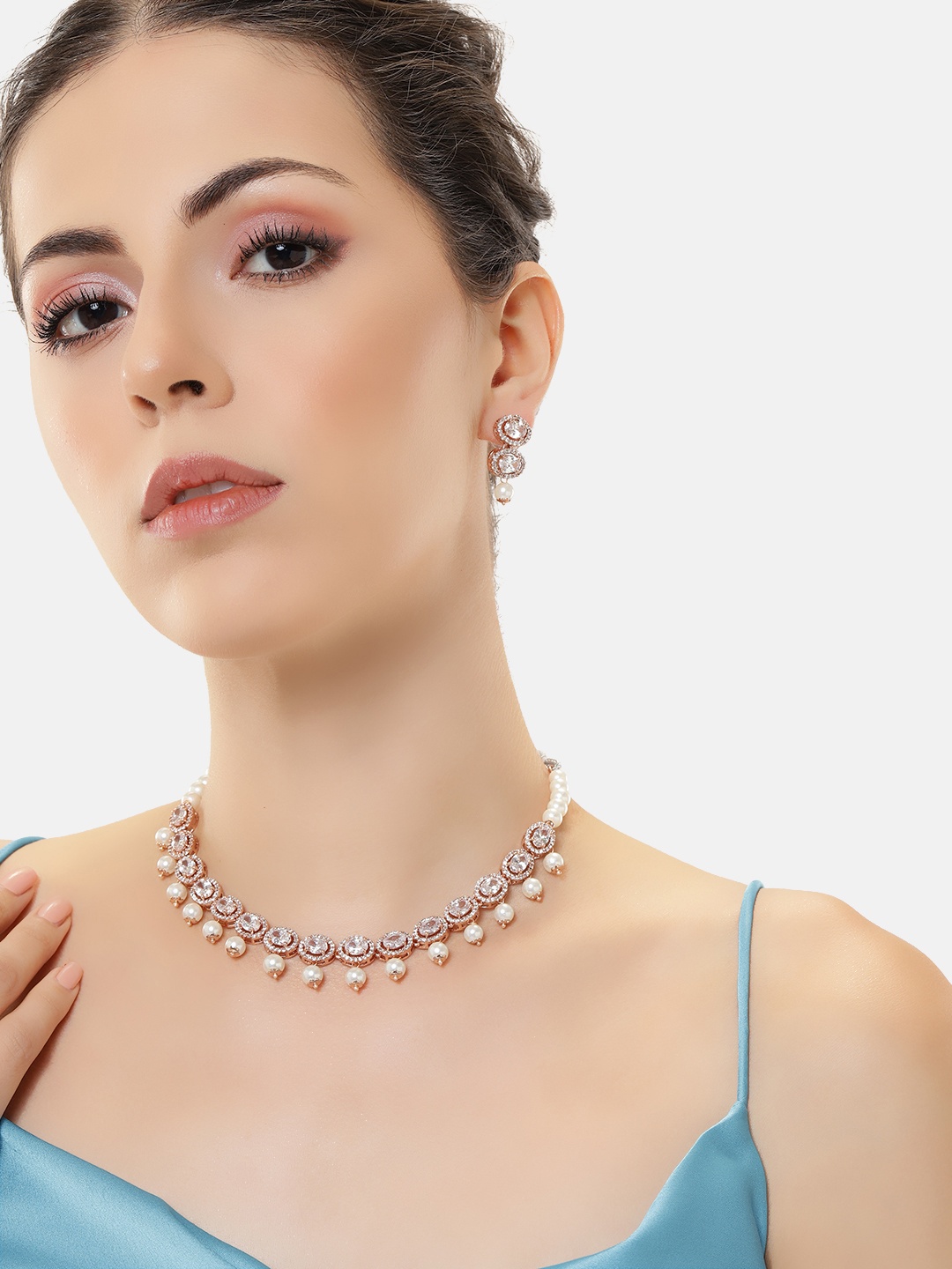 

Estele Rose Gold-Plated CZ Jewellery Set, White