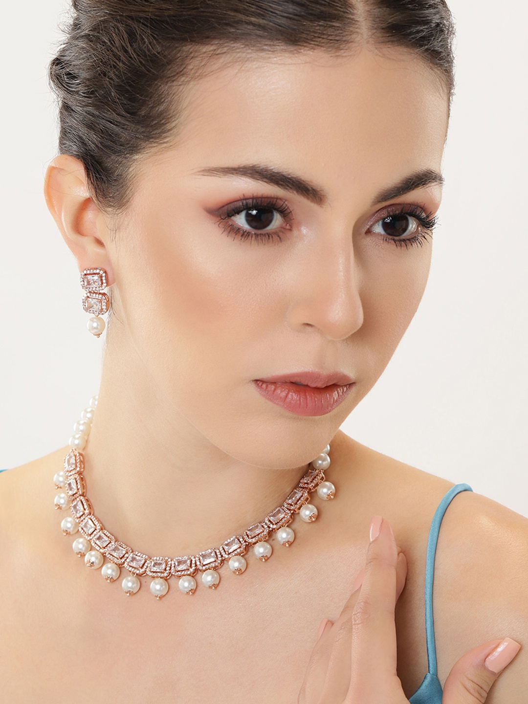 

Estele Rose Gold-Plated CZ Jewellery Set, White