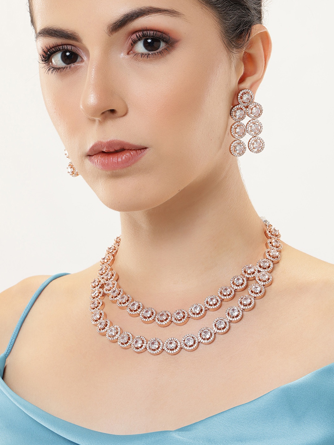 

Estele Rose Gold-Plated CZ Jewellery Set, White