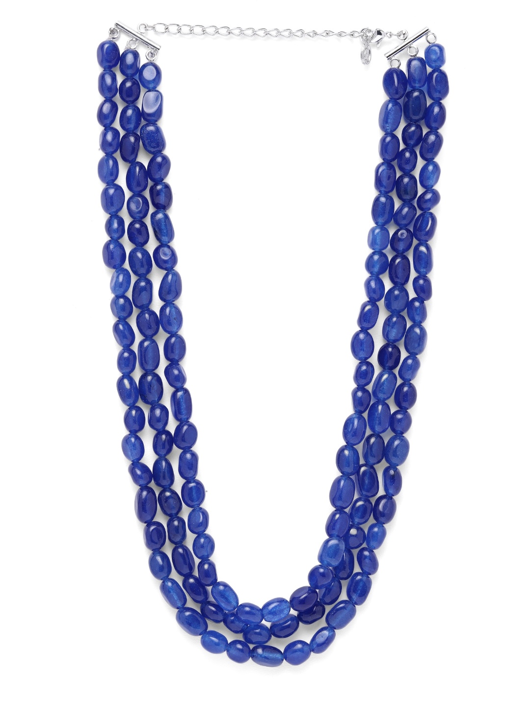 

Estele Rhodium-Plated Beaded Layered Necklace, Blue