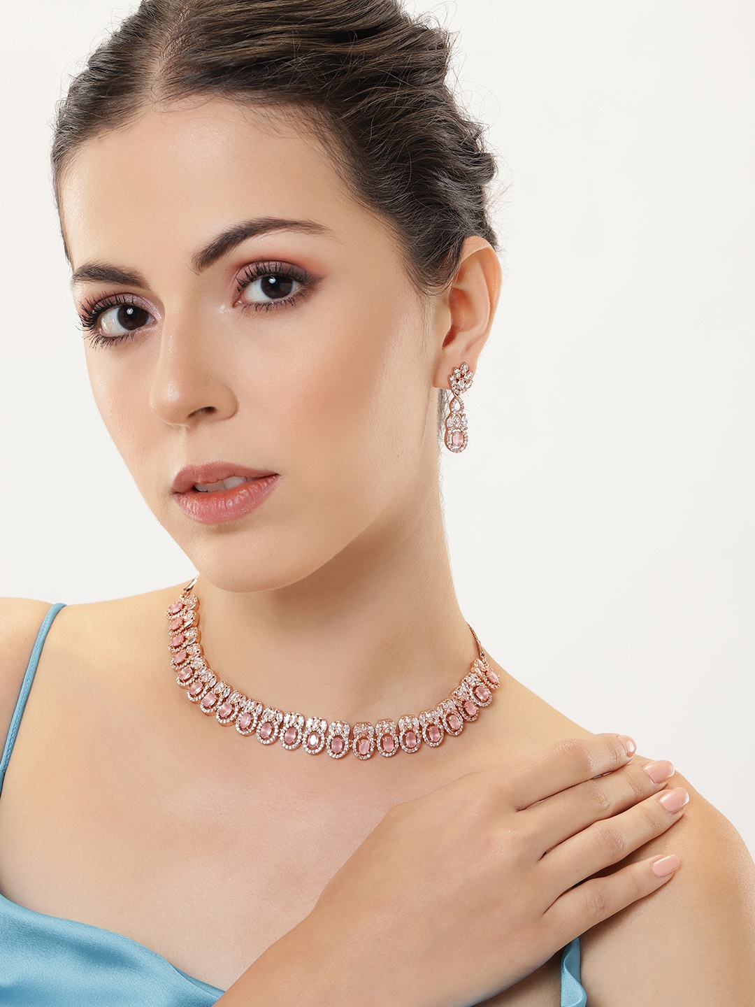 

Estele Rose Gold-Plated CZ Jewellery Set, Pink
