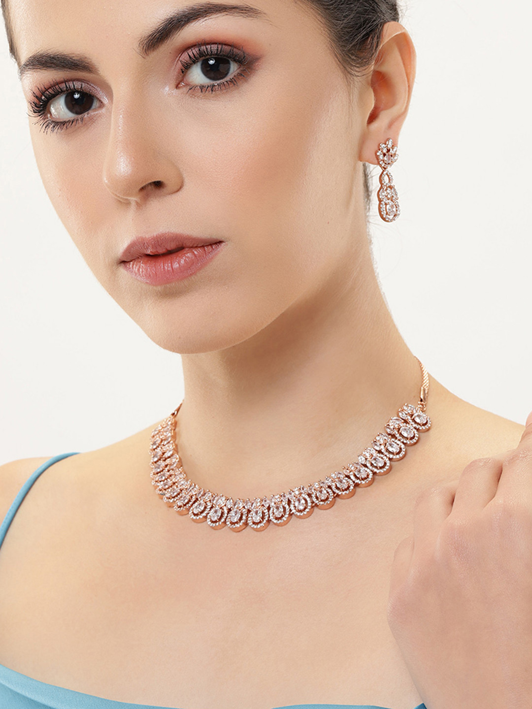 

Estele Rose Gold-Plated CZ Jewellery Set, White