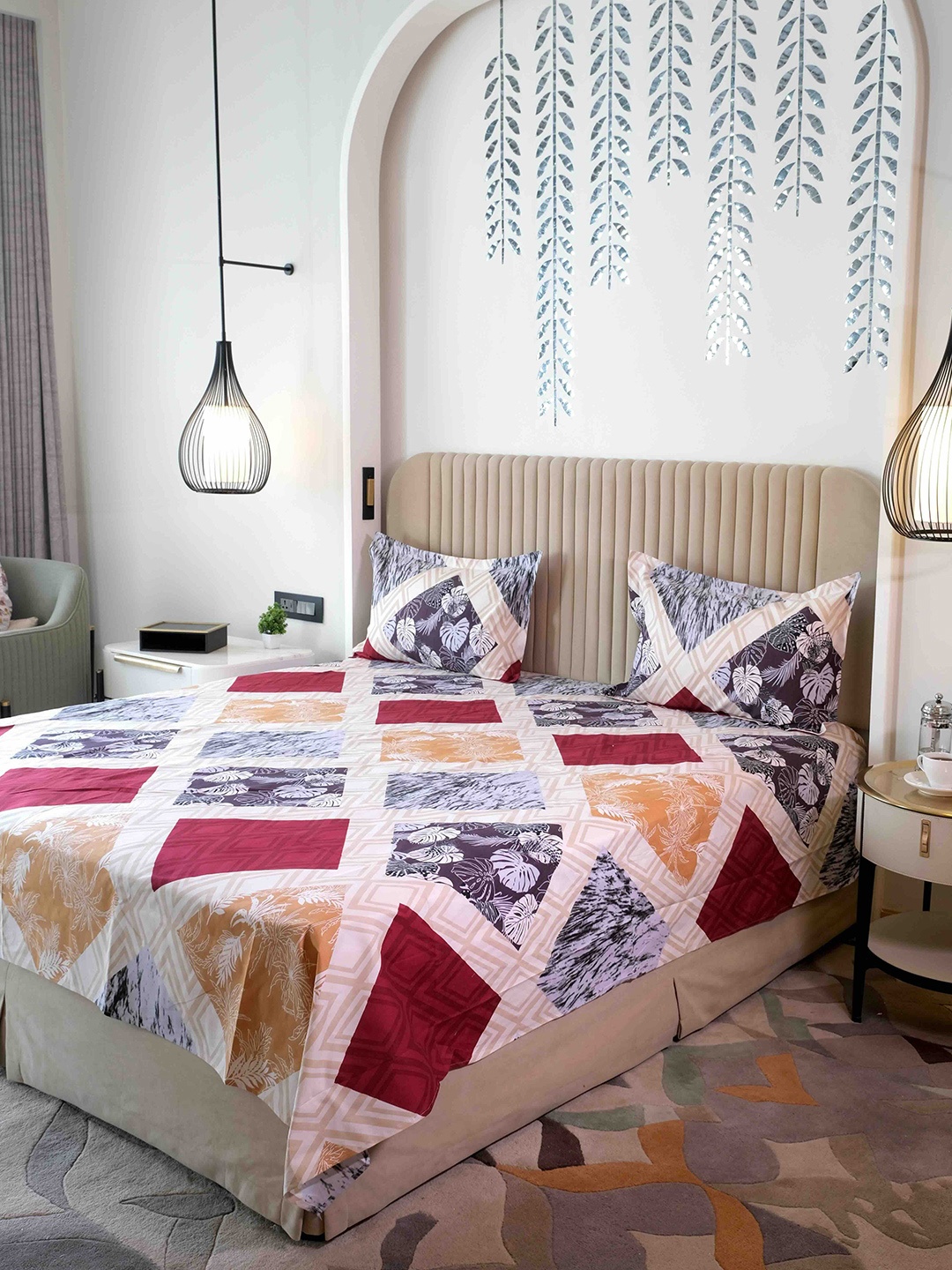 Pure Decor Queen Size Double Bed Bedsheet With 2 Pillow Covers 2.28m X 2.54m, Maroon