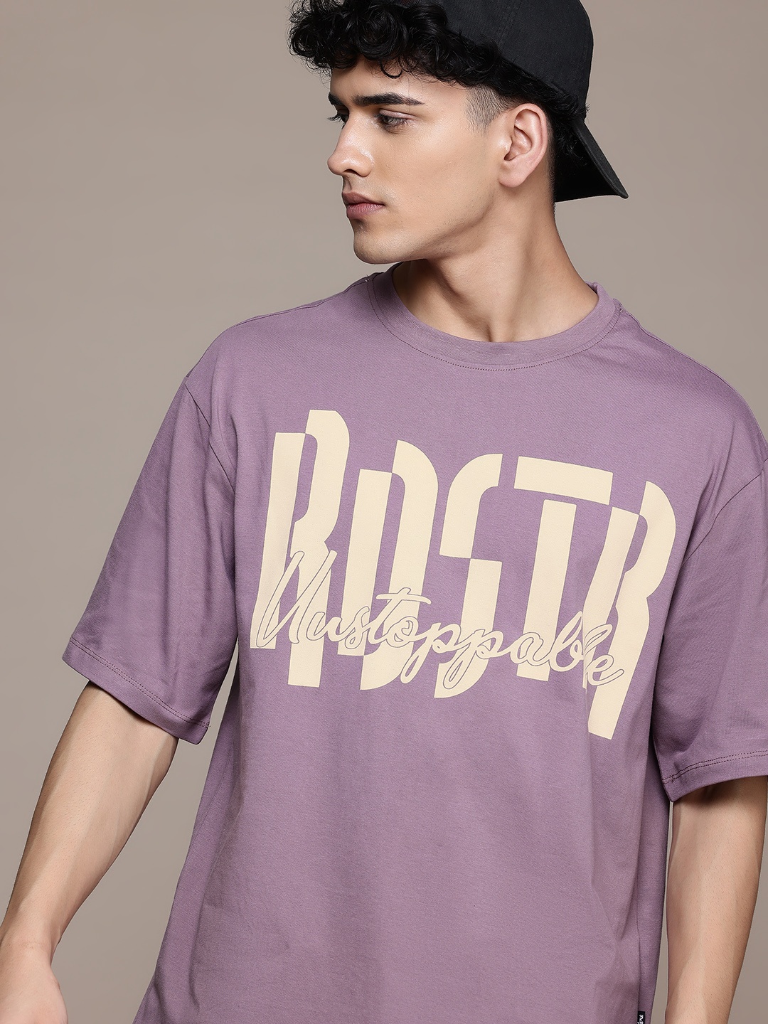 

The Roadster Lifestyle Co. Typography Print Pure Cotton Relaxed T-shirt, Mauve
