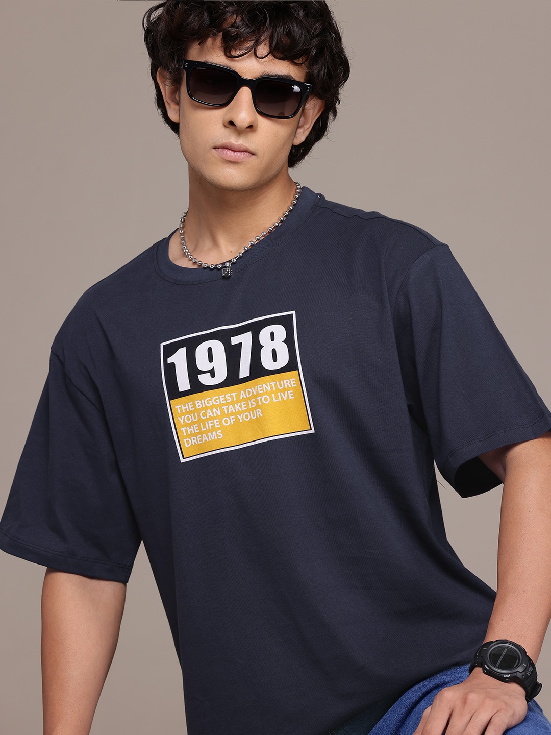 

The Roadster Lifestyle Co. Typography Printed T-shirt, Navy blue