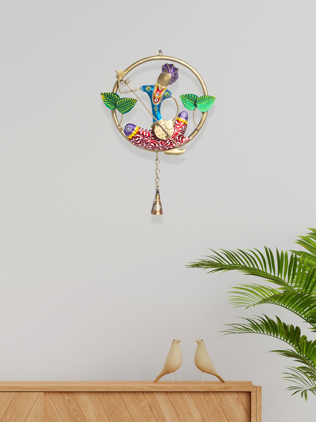 

Golden Peacock Red & Green Textured Rajasthani Musician Metal Wall Hangings