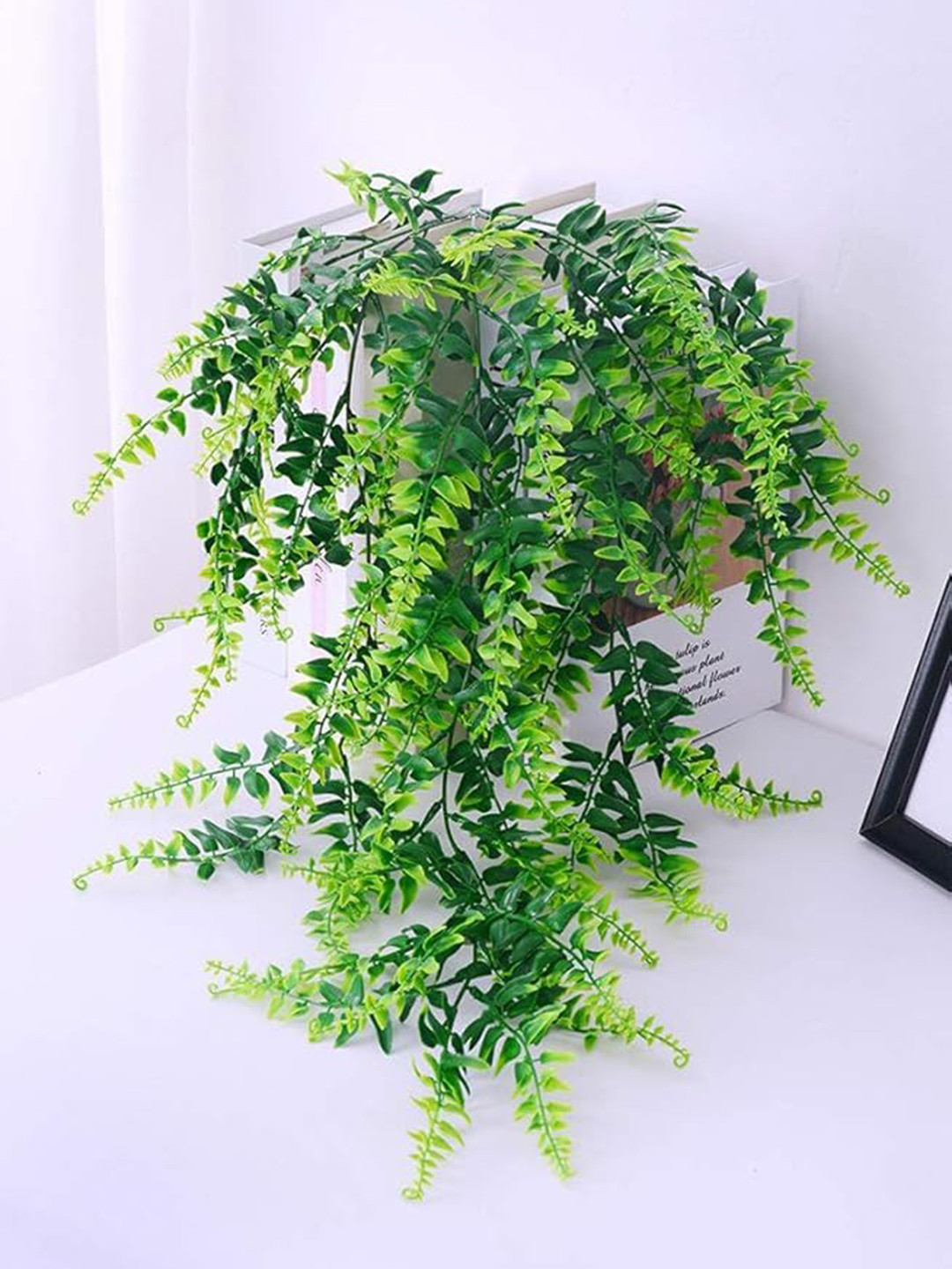 

XERGY Green & Black Boston Ivy Hanging Artificial Plant With Pot